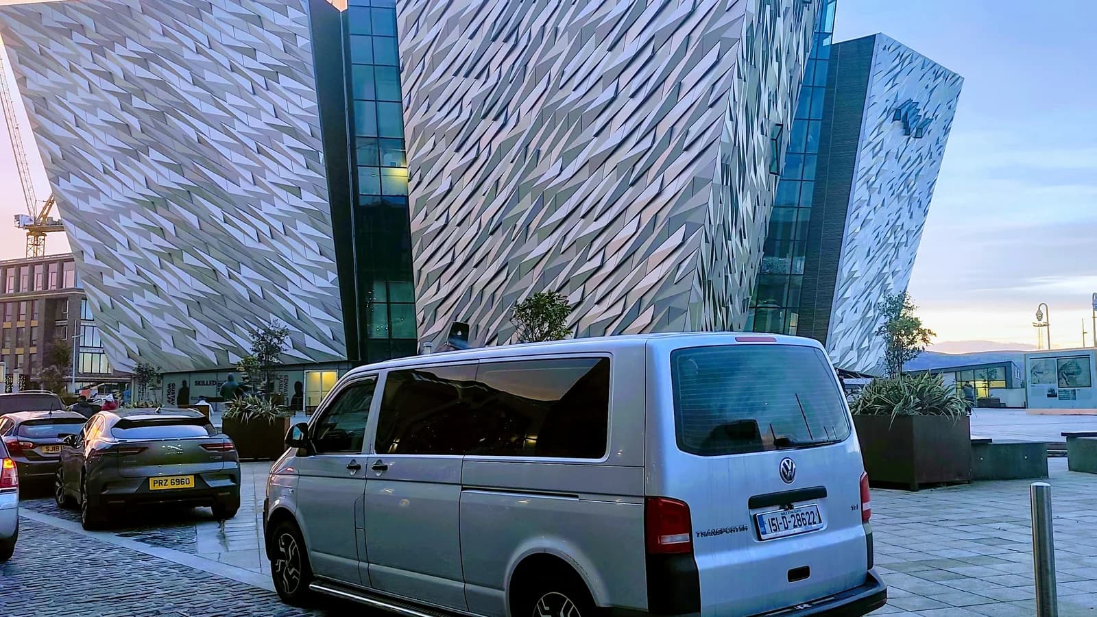 Our chauffeur vehicle outside Titanic Belfast during a private city tour