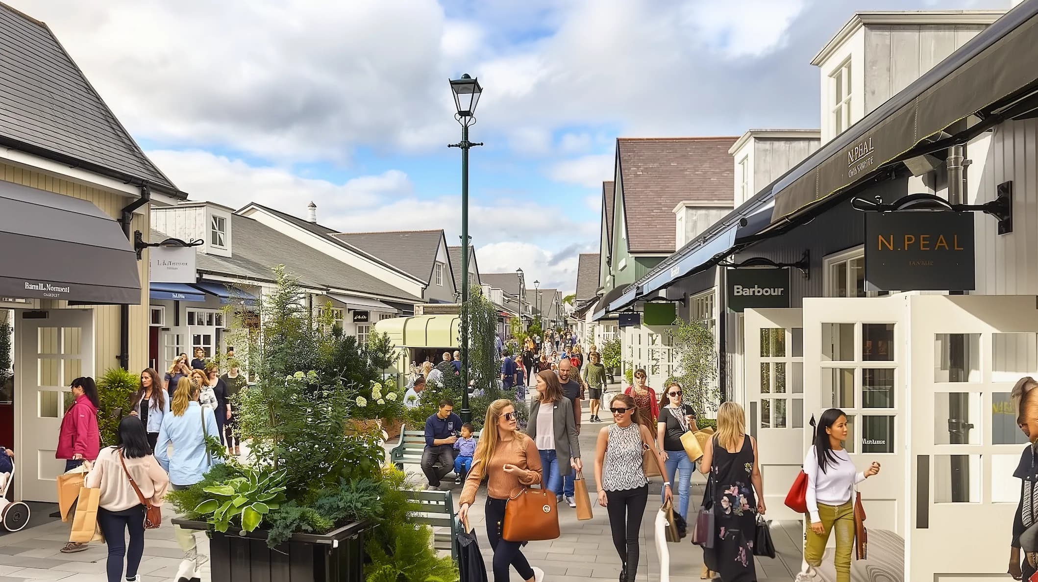 Boutique streets of Kildare Village on a private shopping tour